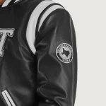 Men's Black/White Leather Texas Varsity Jacket Closer