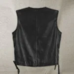 Men's Black Traditional Biker Leather Vest Back