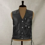 Men's Black Traditional Biker Leather Vest