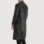 Men's Black Varsity Leather Coat Back