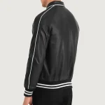Men's Black Varsity Leather Jacket Back