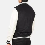 Men's Black & White Hybrid Varsity Jacket Back