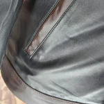 Men's Black/Brown 70's Vintage Look Leather Jacket Hem