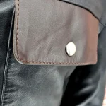 Men's Black/Brown 70's Vintage Look Leather Jacket Pocket