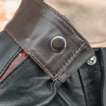 Men's Black/Brown 70's Vintage Look Leather Jacket Shoulder