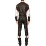 Men's Black/Red Cowhide Leather Racing Jumpsuit Back