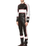 Men's Black/Red Cowhide Leather Racing Jumpsuit