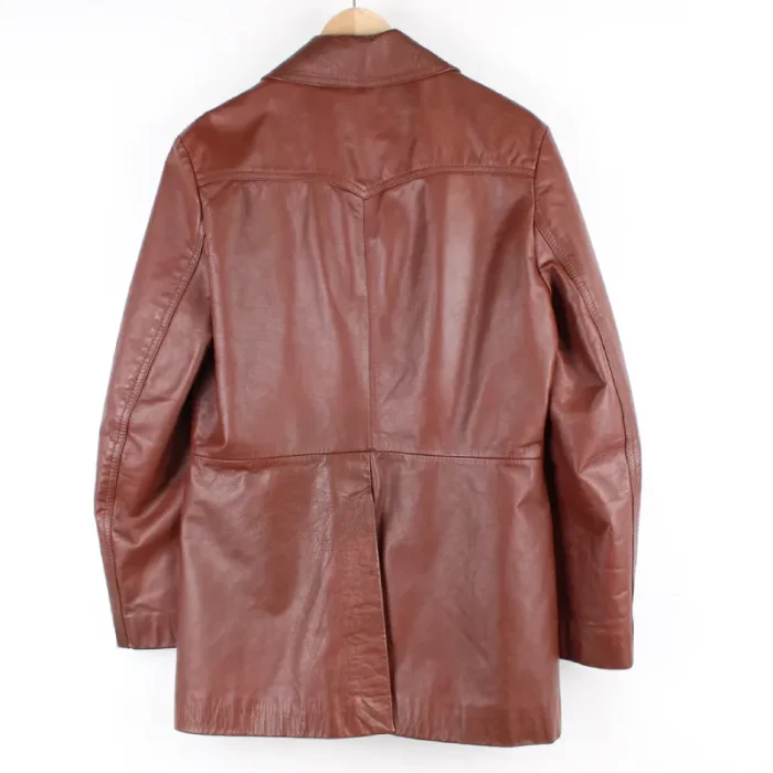 Men'S Brown 70'S Leather Jacket Back