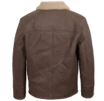 Men's Brown Beige Rust Sheepskin Leather Zipper Jacket Back