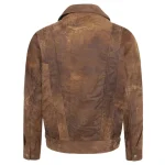 Men's Brown Blouson Leather Jacket Back View