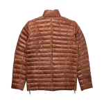 Men's Brown Bristol Leather Zip-Up Puffer Jacket Back View
