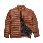 Men's Brown Bristol Leather Zip-Up Puffer Jacket Front View