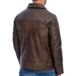 Men's Brown Buffalo Leather Cafe Racer Jacket Back