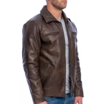 Men's Brown Buffalo Leather Cafe Racer Jacket