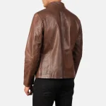 Men's Brown Cowhide Leather Biker Jacket Back