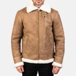 Men's Brown Distressed Leather Bomber Jacket Front