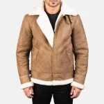 Men's Brown Distressed Leather Bomber Jacket