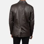 Men's Brown Leather Blazer Back