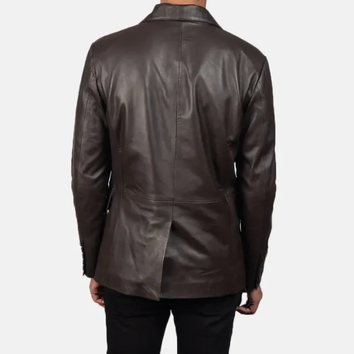 Men'S Brown Leather Blazer Back