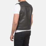 Men's Brown Leather Vest Back