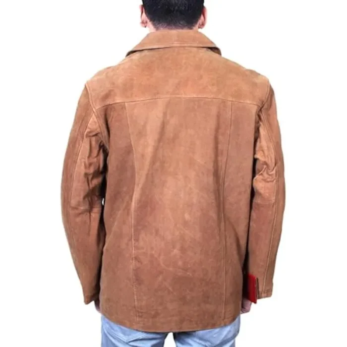 Men'S Brown Nubuck Leather Shirt-Style Jacket Back