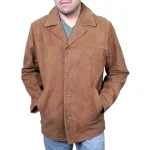 Men's Brown Nubuck Leather Shirt-Style Jacket