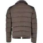 Men's Brown Puffer Sheepskin Leather Jacket Back View