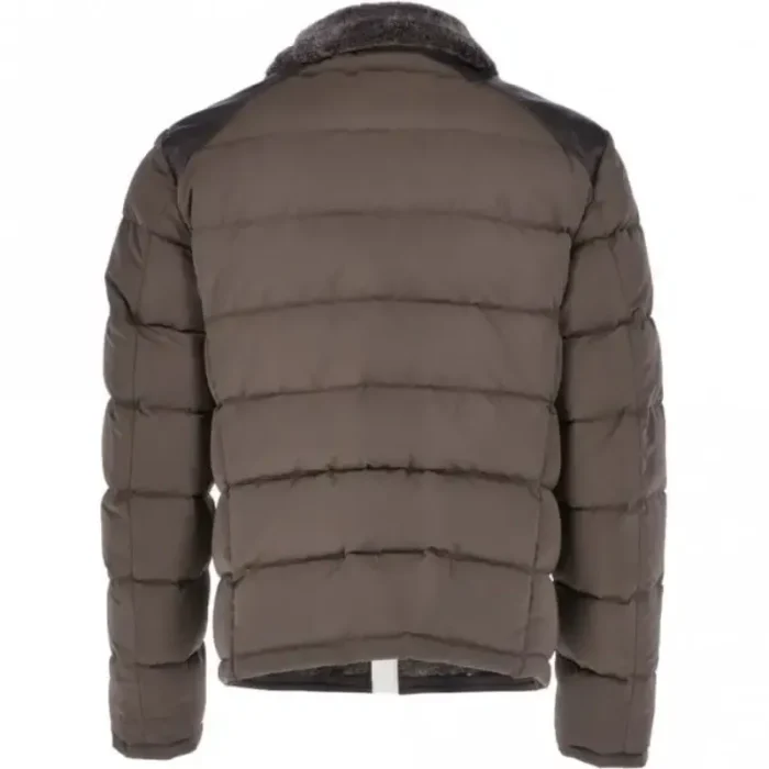 Men'S Brown Puffer Sheepskin Leather Jacket Back View