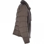 Men's Brown Puffer Sheepskin Leather Jacket Side View