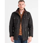 Men's Brown Real Buffalo Leather Utility Jacket