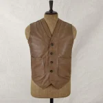 Men's Brown Rock Style Leather Biker Vest