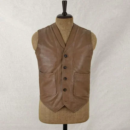 Men's Brown Rock Style Leather Biker Vest