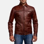 Men's Brown Sheepskin Leather Biker Jacket
