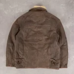 Men's Brown Vintage 1980s Sherpa Lined Suede Leather Jacket Back