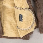 Men's Brown Vintage 1980s Sherpa Lined Suede Leather Jacket Inner View