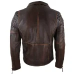 Men's Brown Vintage Slim Fit Biker Leather Jacket Back
