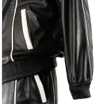 Men's Black Charm Exclusive Leather Tracksuit Close View