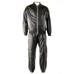 Men's Black Charm Exclusive Leather Tracksuit Front