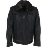 Men's Collar Fur Men's Black Collar Fur Leather Blouson Jacket