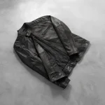 Men's Black Leather Biker Zipper Jacket - LUXIDE View