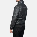 Men's Glen Street Black Leather Bomber Jacket Back