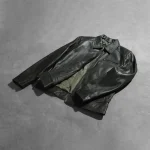 Men's Green Leather Biker Jacket - LUXIDE