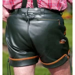 Green Classic Oktoberfest Leather Shorts for Men Back