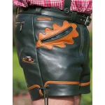 Green Classic Oktoberfest Leather Shorts for Men Side