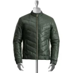 Men's Green Peregrine Puffer Sheepskin Leather Jacket