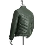 Men's Green Peregrine Puffer Sheepskin Leather Jacket Side View