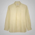 Men's Off White Full Sleeves Normal Fit Leather Shirt