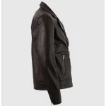 Men’s Brown Perforated Leather Summer Biker Jacket