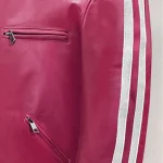Men's Pink Sheepskin Leather Sportsman Stripe Jacket Close Up