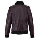 Men's Purple Blouson Leather Bomber Jacket Back View